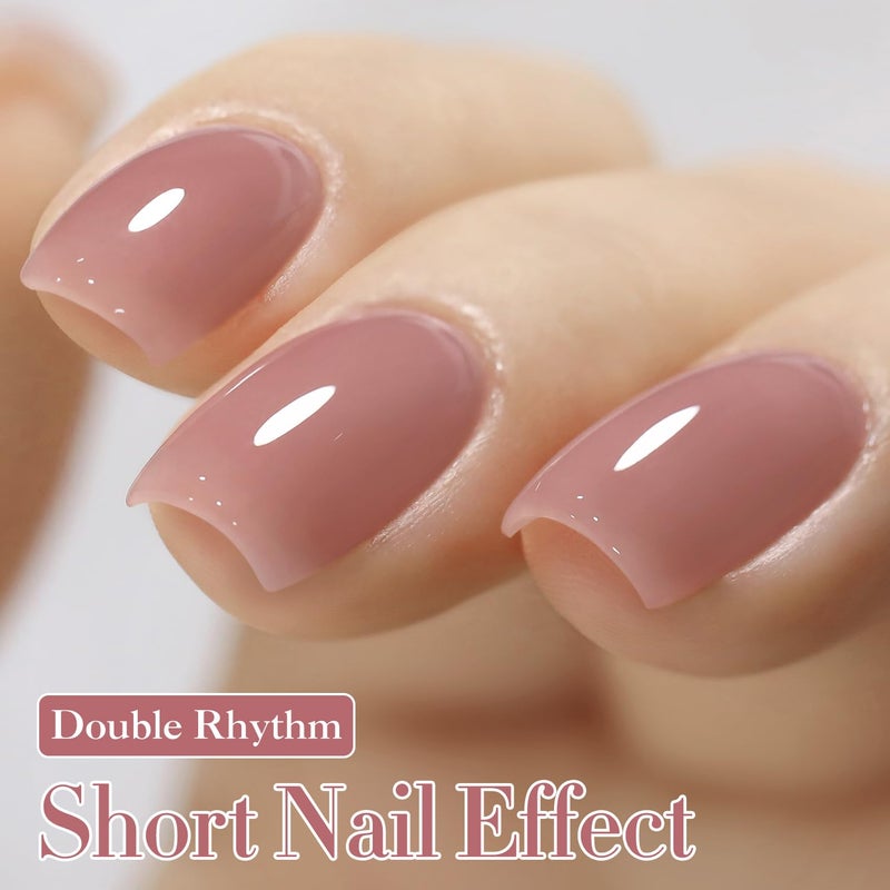 Double Rhythm 15 ML Gel Polish Pure Sheer Same Color Same Bottle Soak Off Gel Polish Nail Art Manicure Salon DIY at Home for Women (Pink Lilac-A1369) - Image 2