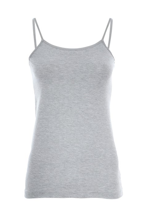 Mesery Cotton Stretch Plain Spaghetti Top -Grey