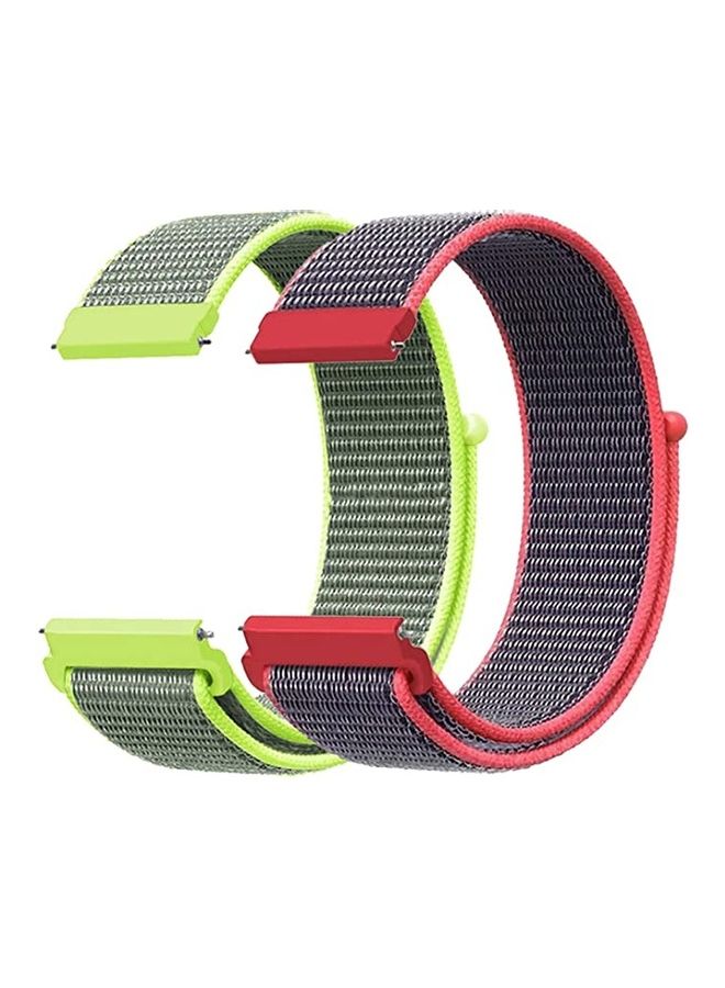 ICS 2-Piece Replacement Bands For Samsung Galaxy Watch/Active 2/Gear S2 Classic 40/42/44 mm Shinky Powder/Parrot Green - Image 1