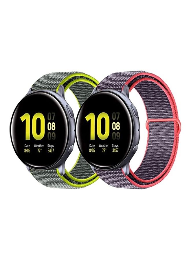 ICS 2-Piece Replacement Bands For Samsung Galaxy Watch/Active 2/Gear S2 Classic 40/42/44 mm Shinky Powder/Parrot Green - Image 2