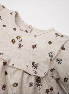 DeFacto Floral Patterned Ruffle Detailed Long Sleeve Twill Dress  - Image 3