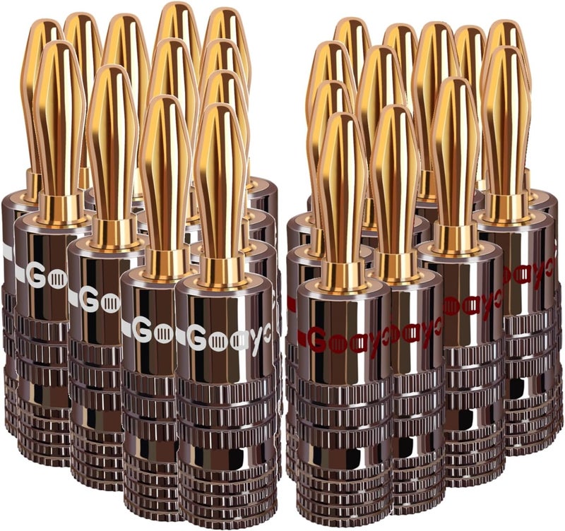 Goaycer 4mm Banana Plugs 12Paris - 24K Gold Plated Bannana Plug Speaker Wire Adapter Connectors (24Pcs) - Image 1