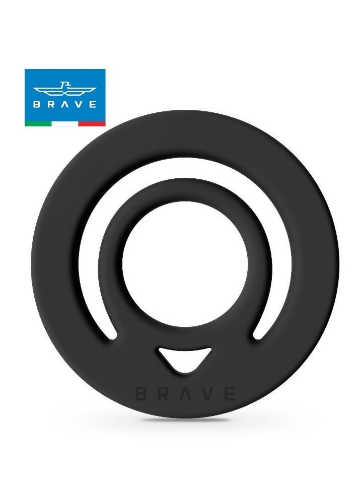 Brave - Dual-Sided Magnetic Ring Holder - Durable MagSafe Silicone Phone Grip, Compatible with Wireless Charging - Magnetic Phone Ring for iPhone 16/15/14/13/12 (Pro/Max/Plus), Samsung Galaxy S25/S24/S23/S22 and Other Series, and Other Phones with Metal Plate Attachment - Secure Grip and Hands-Free Stand (Black) - Image 1