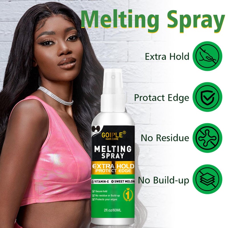 Goiple Lace Melting and Holding Mousse Glue-Less Hair Adhesive for Wigs, Wig Glue Lace Melting Spray Lace Melt Mousse for Closure Wigs Extensions, Wig Melting Mousse Supreme Hold for Wig Hair Wig Install Kit - Image 4