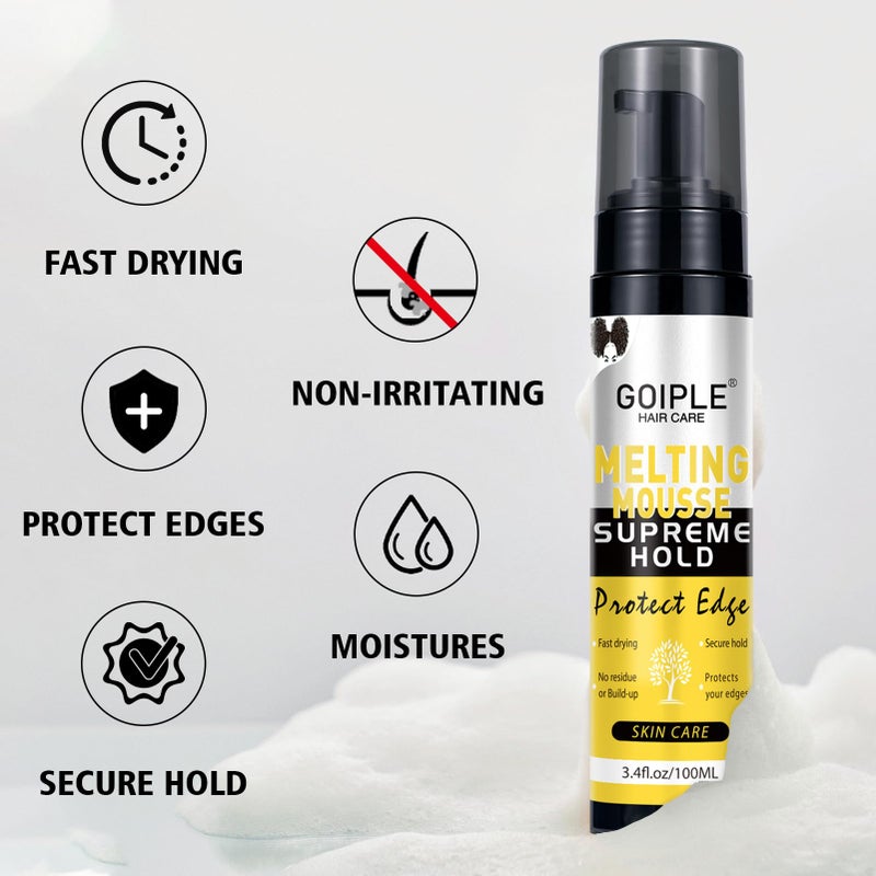 Goiple Lace Melting and Holding Mousse Glue-Less Hair Adhesive for Wigs, Wig Glue Lace Melting Spray Lace Melt Mousse for Closure Wigs Extensions, Wig Melting Mousse Supreme Hold for Wig Hair Wig Install Kit - Image 3
