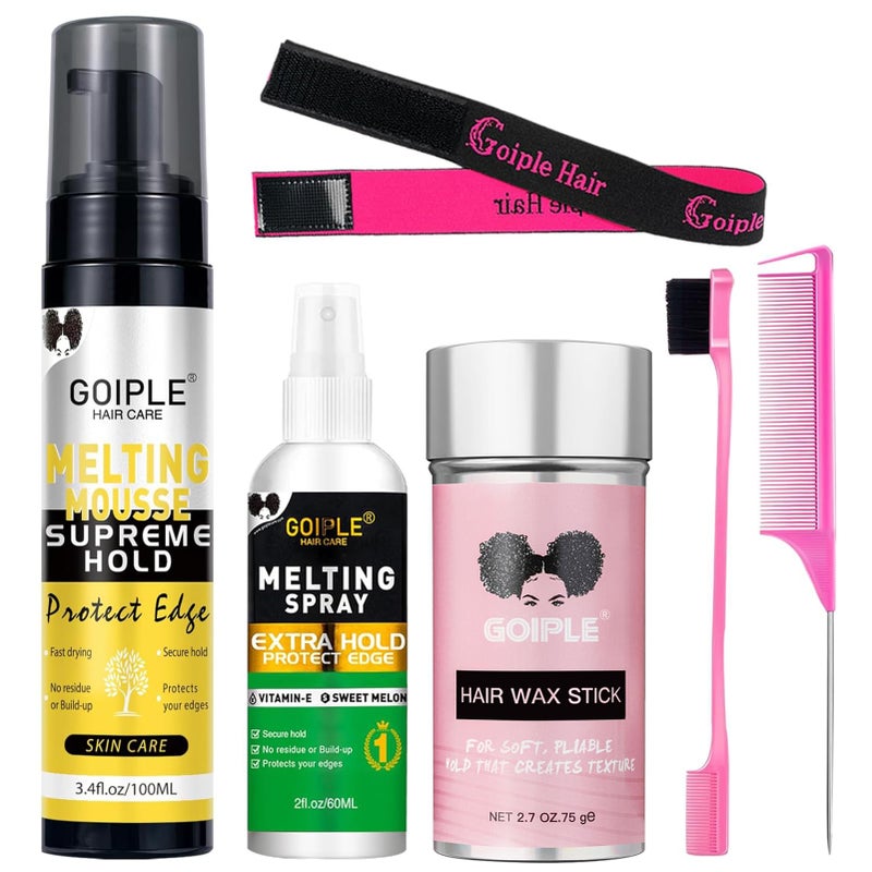 Goiple Lace Melting and Holding Mousse Glue-Less Hair Adhesive for Wigs, Wig Glue Lace Melting Spray Lace Melt Mousse for Closure Wigs Extensions, Wig Melting Mousse Supreme Hold for Wig Hair Wig Install Kit - Image 1