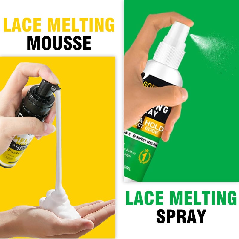 Goiple Lace Melting and Holding Mousse Glue-Less Hair Adhesive for Wigs, Wig Glue Lace Melting Spray Lace Melt Mousse for Closure Wigs Extensions, Wig Melting Mousse Supreme Hold for Wig Hair Wig Install Kit - Image 5