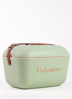 Polarbox Polarbox® 12 L Ice Box - Portable - Rigid Thermal Insulated Cooler Box - For Outdoor Beach Picnic, Party Drinks & Food Use - Storage Box - Classic - Olive Green/Gold Cooler with Brown Leather Strap  - Image 5