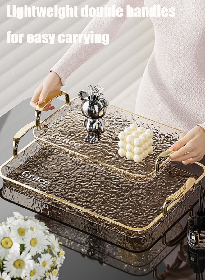 Aikenn Aikenn Rectangular Transparent Storage Box With Handle, Thick, Shatter-resistant And Easy To Clean, Suitable For Home Storage Decoration, 35×20CM, Sliver Frame  - Image 3