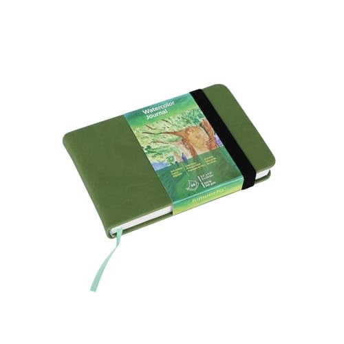 tumuarta Watercolor Journal, 3.5x5.5”, 140 LB, 300 GSM, Cotton Paper, Cold Press, 24 Sheets, 48 Pages, Watercolor Sketchbooks for Use As Travel Notebook Mixed Media Pad On The Go - Image 1