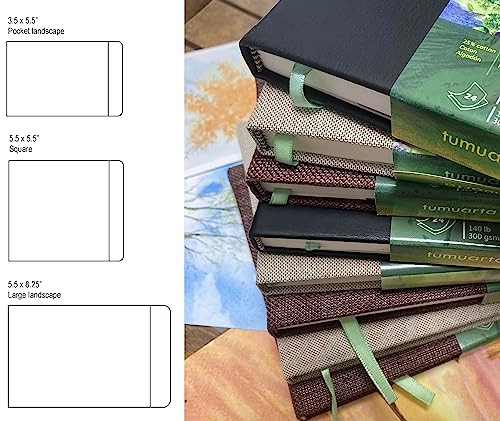 tumuarta Watercolor Journal, 3.5x5.5”, 140 LB, 300 GSM, Cotton Paper, Cold Press, 24 Sheets, 48 Pages, Watercolor Sketchbooks for Use As Travel Notebook Mixed Media Pad On The Go - Image 4