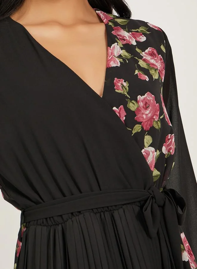 Styli Floral Panel Maxi Dress