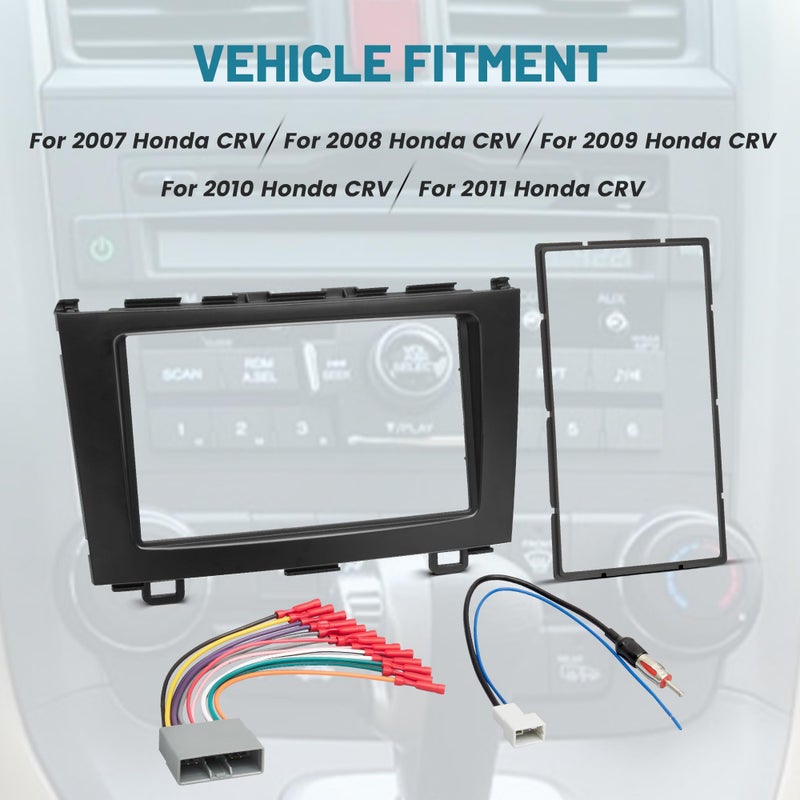 NuIth Double DIN Radio Dash Kit W/Radio Wire Harness for Honda CRV 2007-2011, Stereo Installation Kit for CRV, Double DIN Radio Install Kit for CRV - Image 2