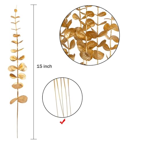 ABAJI 24PCS Eucalyptus Stems Plastic Vivid Leaf Decorations Artificial Leaves Fake Faux Greenery Plant for Home Office House Table Desk Decor Wedding or Party Vase Forever Live - Image 2