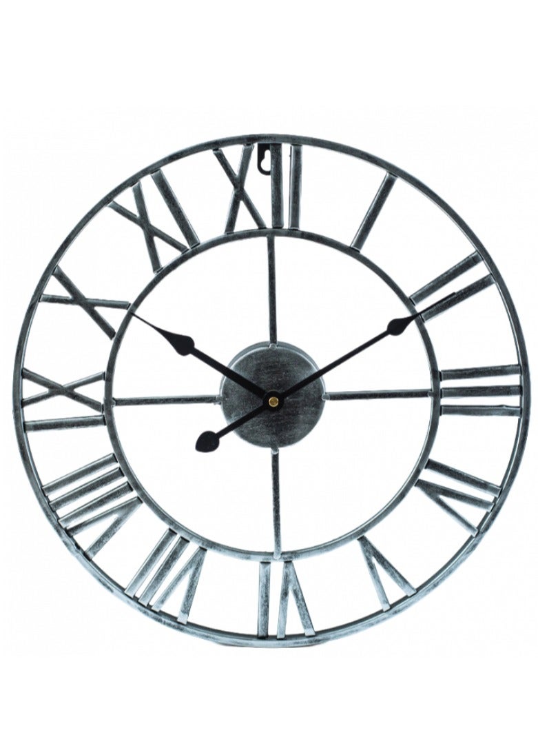 general Roman Numeral Round Wall Clock Retro Silver - Image 1