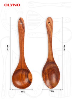 OLYNO Premium Acacia Wood Cooking And Serving Set | Handcrafted Eco-Friendly Wooden Spoon Spatula Collection | Essential Cooking Utensils For Kitchen Mastery  - Image 5