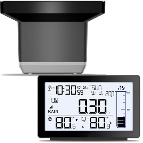 Asenron Wireless Rain Gauge Outdoor SelfEmptying Digital Rain Gauges Outdoors Best Rated Electronic Rain Measure Gauge for Yard Freeze Proof Rain Gauge with Thermometer Remote Rain Meter for Garden - Image 1
