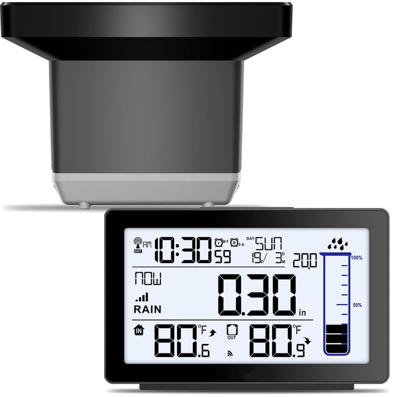 Asenron Wireless Rain Gauge Outdoor SelfEmptying Digital Rain Gauges Outdoors Best Rated Electronic Rain Measure Gauge for Yard Freeze Proof Rain Gauge with Thermometer Remote Rain Meter for Garden - Image 2