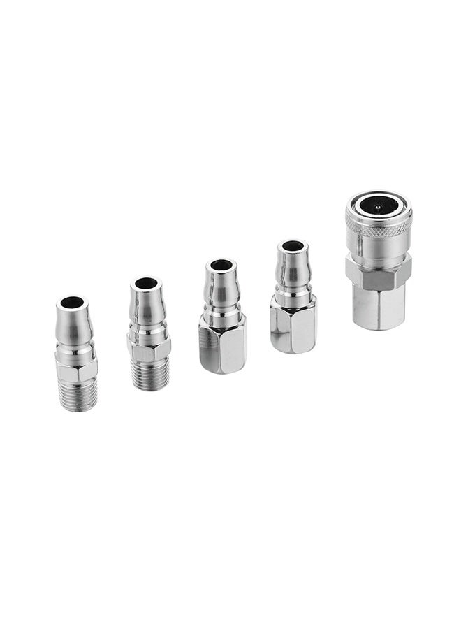 LAWAZIM Air Hose Fitting Set - 5 Piece 1/4inch Quick Connect Coupler and Plug Kit with Female Coupler, Male Connectors and Threaded Connectors - Air Compressor and Pneumatic Tool Accessories - Image 1