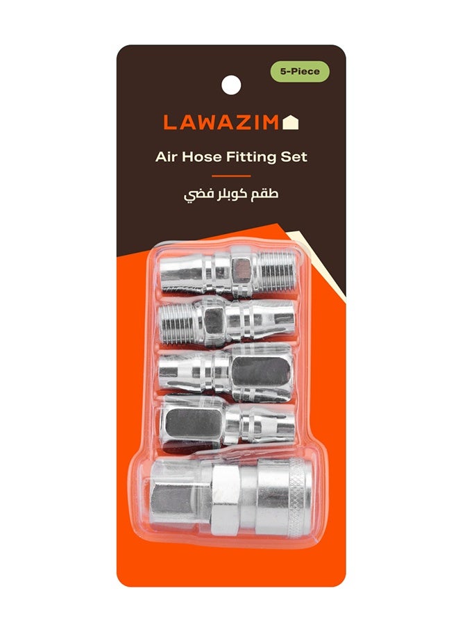 LAWAZIM Air Hose Fitting Set - 5 Piece 1/4inch Quick Connect Coupler and Plug Kit with Female Coupler, Male Connectors and Threaded Connectors - Air Compressor and Pneumatic Tool Accessories - Image 4