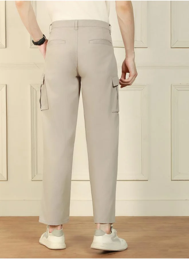 Dennis Lingo Relaxed Fit Solid Cotton Lycra Trousers by Styli