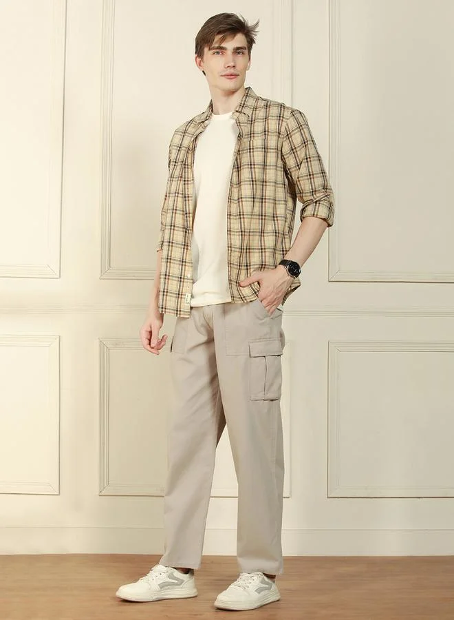 Dennis Lingo Relaxed Fit Solid Cotton Lycra Trousers by Styli