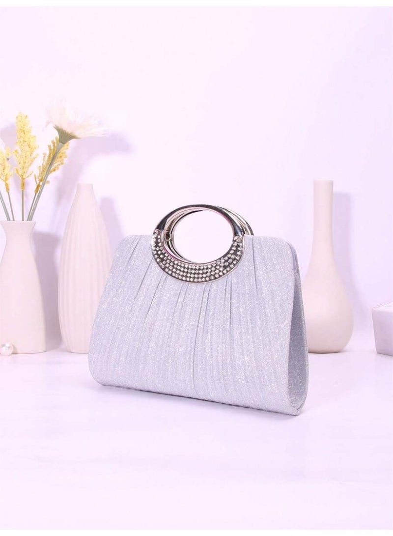Women Evening Bag Sparkling Handbag with Rhinestone Ring Handle Luxury Design - Image 3
