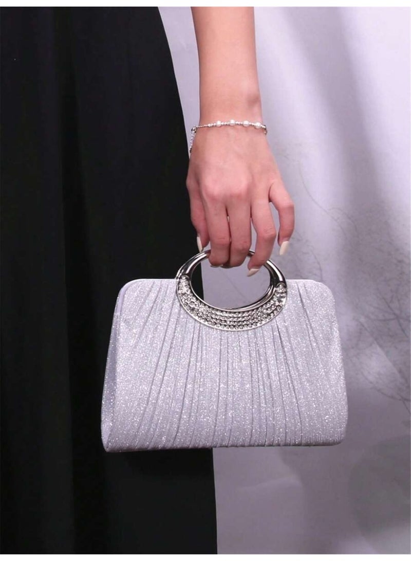 Women Evening Bag Sparkling Handbag with Rhinestone Ring Handle Luxury Design - Image 1