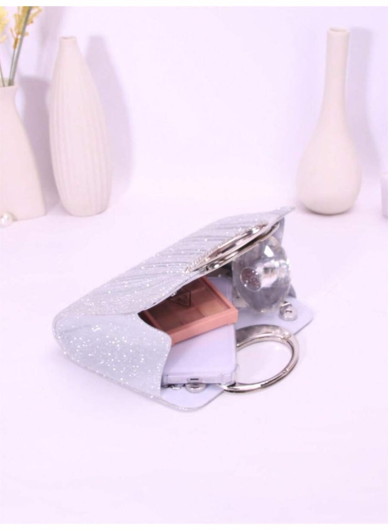 Women Evening Bag Sparkling Handbag with Rhinestone Ring Handle Luxury Design - Image 5