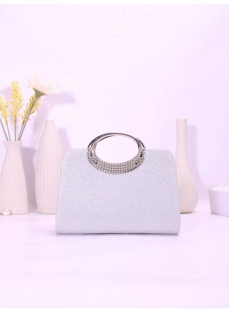 Women Evening Bag Sparkling Handbag with Rhinestone Ring Handle Luxury Design - Image 4