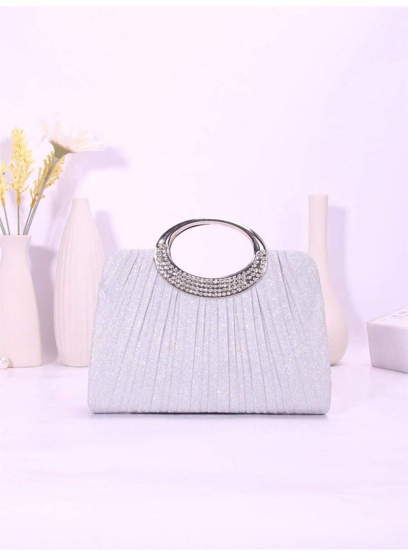 Women Evening Bag Sparkling Handbag with Rhinestone Ring Handle Luxury Design - Image 2
