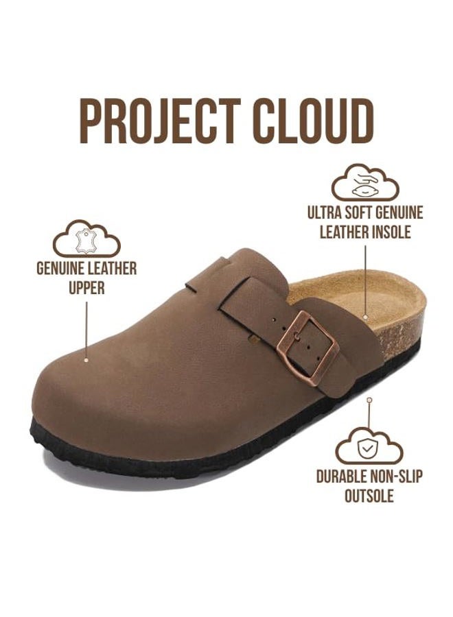 Project Cloud Genuine Leather Footbed Clogs for Women - Memory Foam Arch Support Slippers for Women - Trendy Slip-ons Women's Mules & Clogs Sandals (Benton), Tan Leather, 7.5 - Image 2