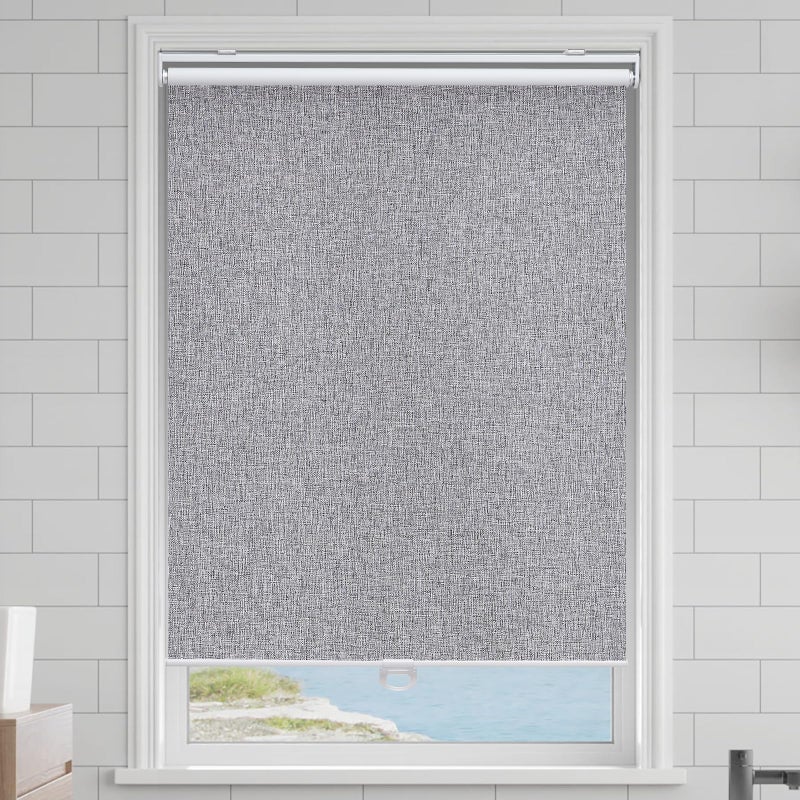 AOSKY Cordless Roller Shades Blackout Blinds for Windows Room Darkening Rolled Up Shades with Spring System, UV Protection Natural Linen Fabric Window Shades Door Blinds for Home,23" W x 72" H, Heather Grey - Image 2