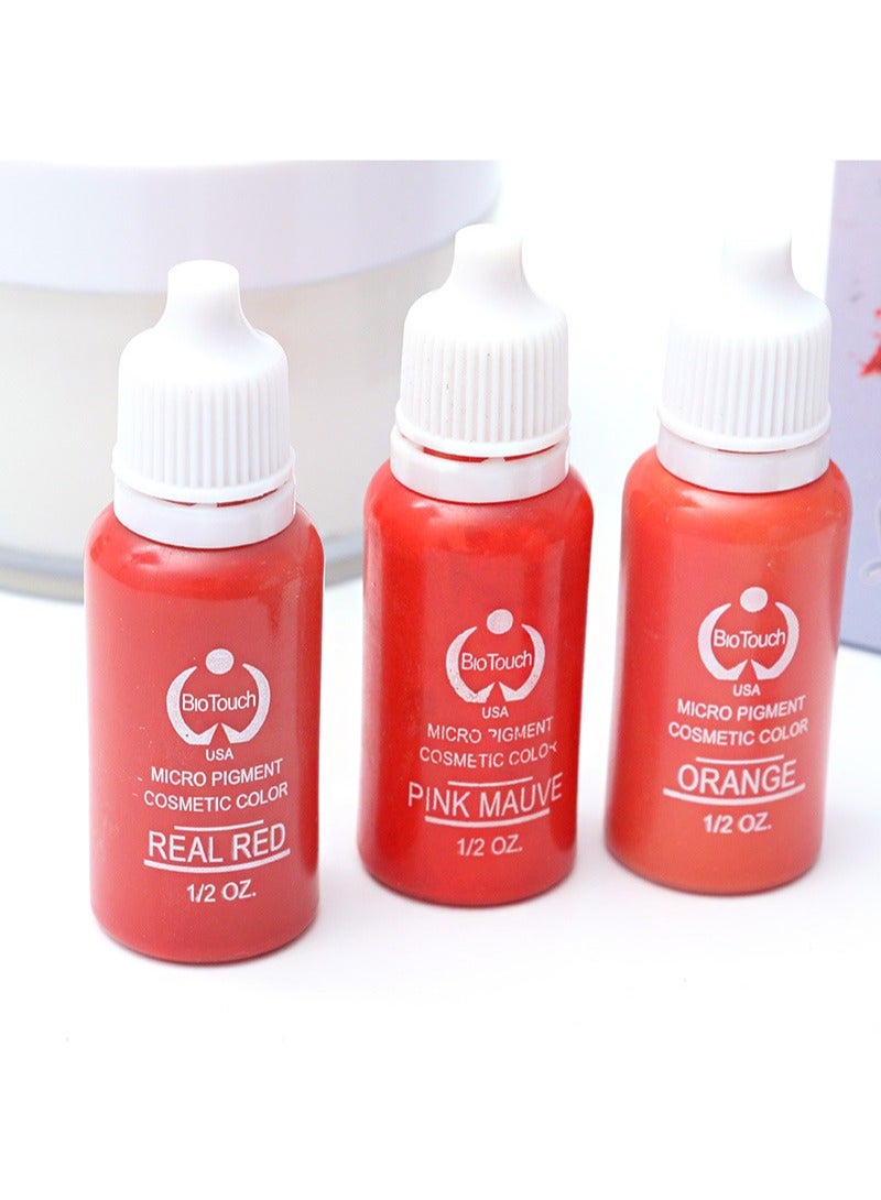بيوتاتش مجموعة ألوان الشفاه النقية مكونة من 6 زجاجات، مجموعة صبغات ملونة للحواجب الدائمة، مستلزمات مكياج الحواجب الدقيقة، حبر الوشم التجميلي، حبر أومبير، ريش الشعر، 1/2 أونصة لكل منها - Image 2