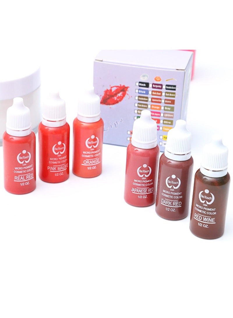بيوتاتش مجموعة ألوان الشفاه النقية مكونة من 6 زجاجات، مجموعة صبغات ملونة للحواجب الدائمة، مستلزمات مكياج الحواجب الدقيقة، حبر الوشم التجميلي، حبر أومبير، ريش الشعر، 1/2 أونصة لكل منها - Image 3