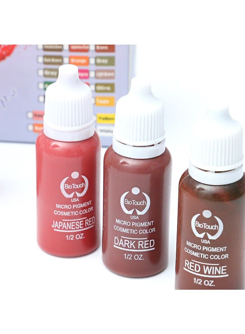 بيوتاتش مجموعة ألوان الشفاه النقية مكونة من 6 زجاجات، مجموعة صبغات ملونة للحواجب الدائمة، مستلزمات مكياج الحواجب الدقيقة، حبر الوشم التجميلي، حبر أومبير، ريش الشعر، 1/2 أونصة لكل منها - Image 5