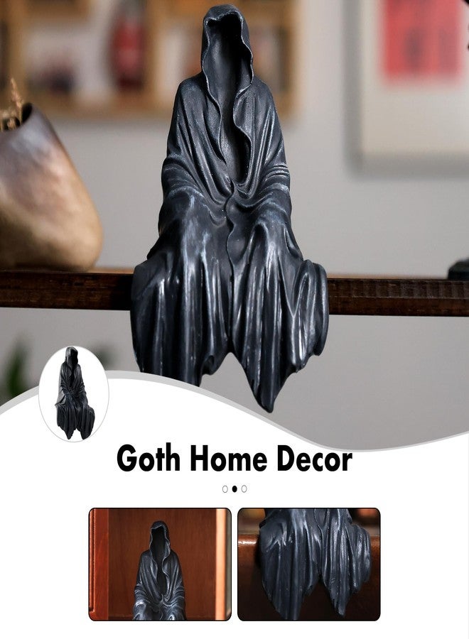 Joogour Tabletop Gothic Decor Mysterious Grim Reaper Statue - Gothic Spooky Decor for Garden or Bookshelf - 5.9 inch Resin Figurine - Goth Bookshelf Decor. - Image 3