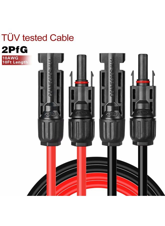 BeideLt Solar Panel Extension Cable,10AWG(6mm²) Solar Extension Cable Wire with 1 Pair 10 Feet Black + 10 Feet Red Weatherproof Tinned Copper Extension Cable Wire Adapter Kit - Image 3
