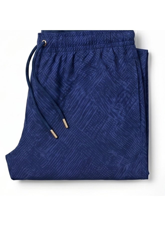 Pavone Men's Swim Shorts - Navy Blue Pattern Swimwear, Quick Dry, Casual Navy Blue - Image 5