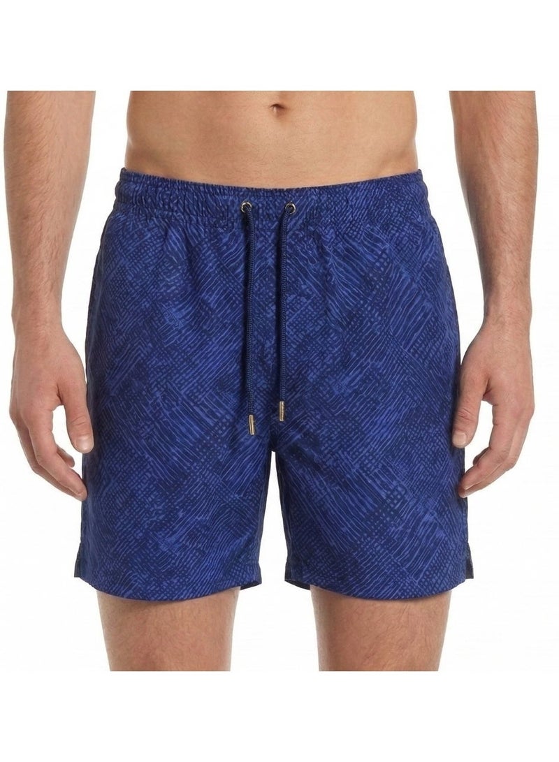 Pavone Men's Swim Shorts - Navy Blue Pattern Swimwear, Quick Dry, Casual Navy Blue - Image 3