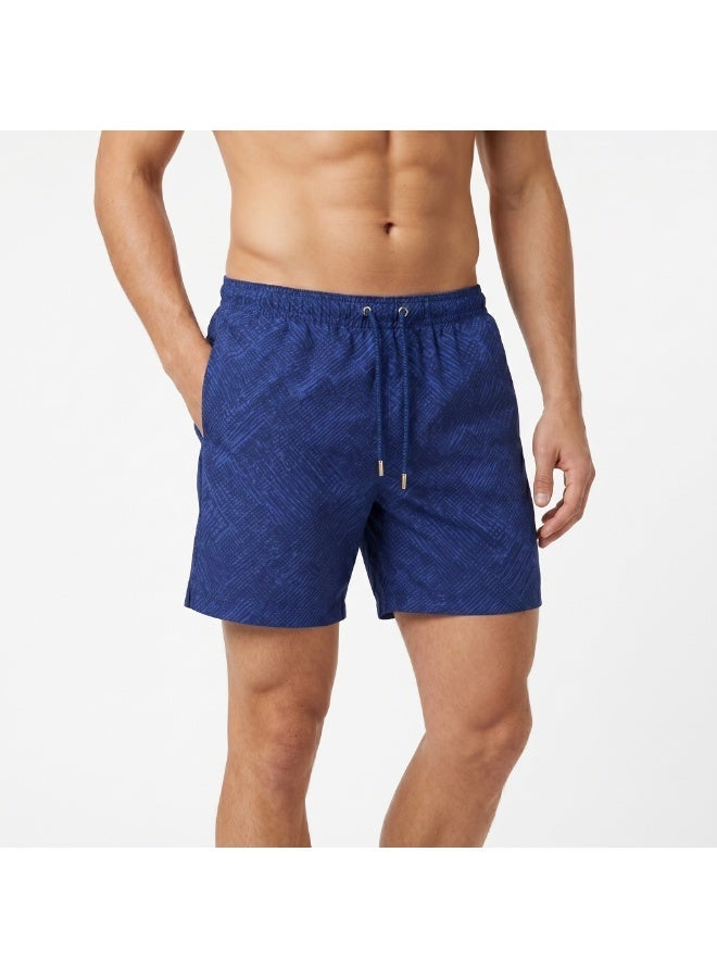 Pavone Men's Swim Shorts - Navy Blue Pattern Swimwear, Quick Dry, Casual Navy Blue - Image 2