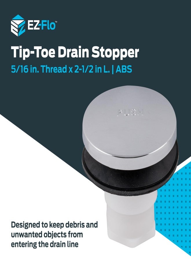 إي زي فلو سدادة تصريف EZ-FLO ABS Tip-Toe مع حلقة مطاطية، سن لولبي 5/16 بوصة، مطلية بالكروم، 35227 - Image 2