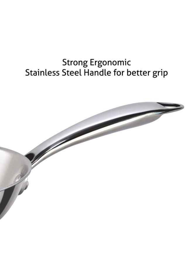 Alda Vitale Triply Stainless Steel Fry Pan 22 Cm, Silver (Induction & Gas Friendly) - Image 2