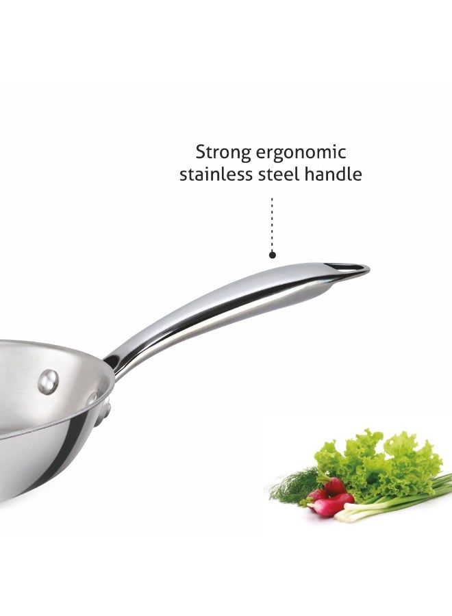 Alda Vitale Triply Stainless Steel Fry Pan 22 Cm, Silver (Induction & Gas Friendly) - Image 4