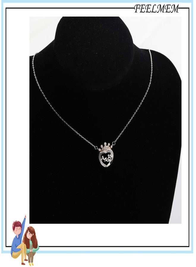 FEELMEM 15th Birthday Gift for Crown 15 Anos Quinceanera Necklace Quince Jewelry Sweet 15 Jewelry Fifteenth Gift - Image 5