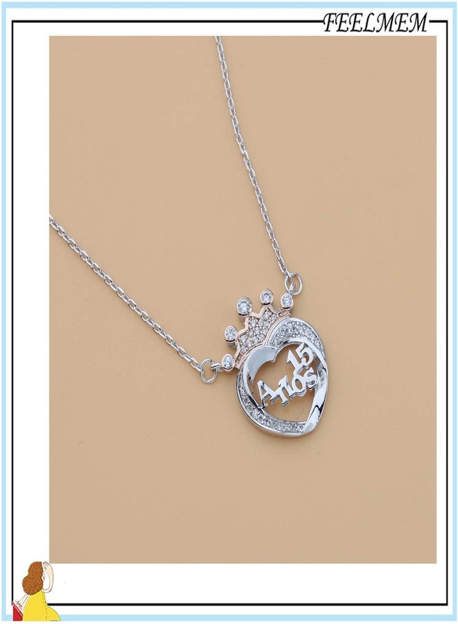 FEELMEM 15th Birthday Gift for Crown 15 Anos Quinceanera Necklace Quince Jewelry Sweet 15 Jewelry Fifteenth Gift - Image 4