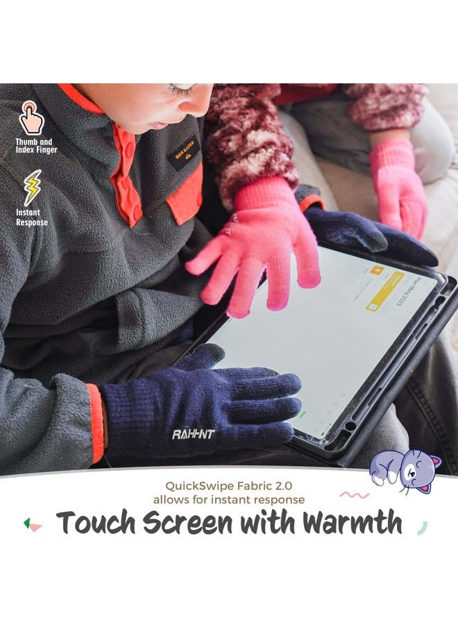 Rahhint Kids Winter Gloves for Boys Girls Children Toddler Thermal Wool Knit Gloves with Insulated Fleece Lining Keep Hand Warm Gift, 2 Pairs-cyan-blue, L - Image 5
