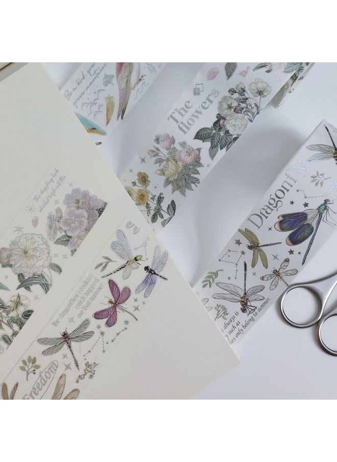 Etncy Life Vintage Dragonfly Floral Butterfly Botanical Washi Tape Wide Forest Masking Tape Nature Washi Tape For Scrapbooking Supplies, Junk Journal, Bullet Journaling, Art Crafts (Style1-3Pcs)  - Image 2