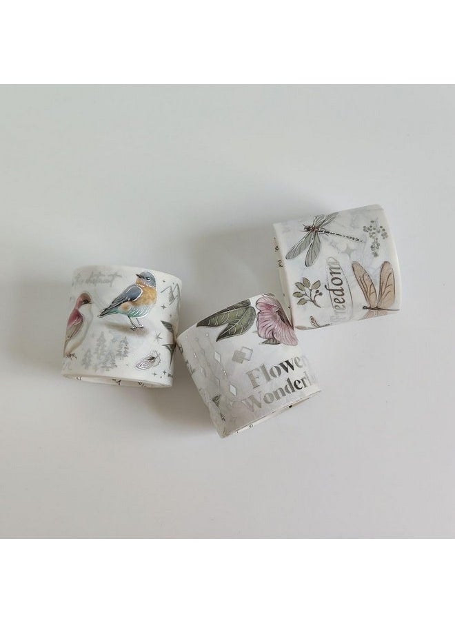 Etncy Life Vintage Dragonfly Floral Butterfly Botanical Washi Tape Wide Forest Masking Tape Nature Washi Tape For Scrapbooking Supplies, Junk Journal, Bullet Journaling, Art Crafts (Style1-3Pcs)  - Image 5