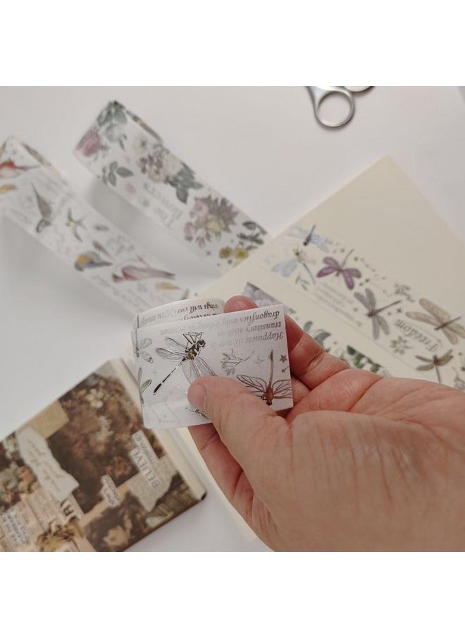 Etncy Life Vintage Dragonfly Floral Butterfly Botanical Washi Tape Wide Forest Masking Tape Nature Washi Tape For Scrapbooking Supplies, Junk Journal, Bullet Journaling, Art Crafts (Style1-3Pcs)  - Image 4